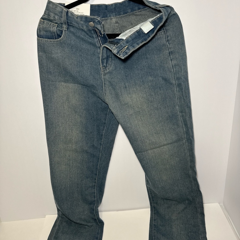 YZ Womens Blue Denim Jeans Size L Straight Leg Mid Rise New With Tags